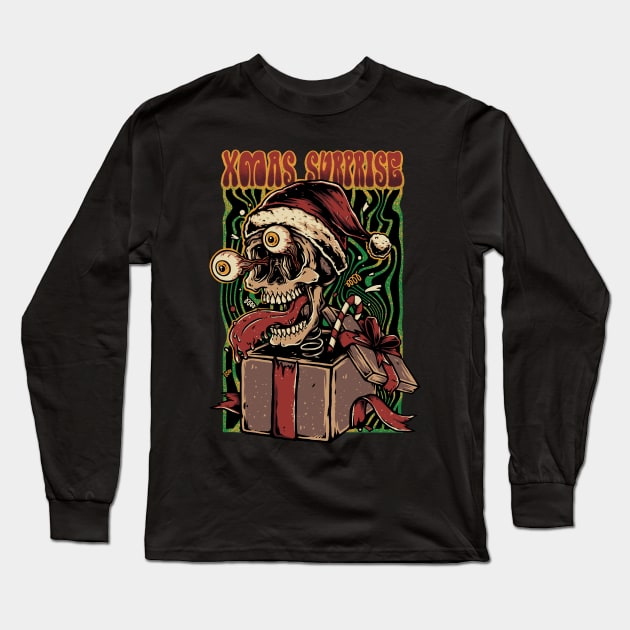 Xmas Surprise Long Sleeve T-Shirt by Slikfreakartwork